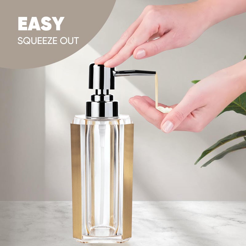 LGURT 4-Piece Premium Acrylic Bathroom Accessory Set-Hand Sanitizer Bottle Lotion Can Bathroom Suit Separate Bottle Soap Box Mouthwash Cup Toothbrush Cup (Brushed Gold) - Image 4